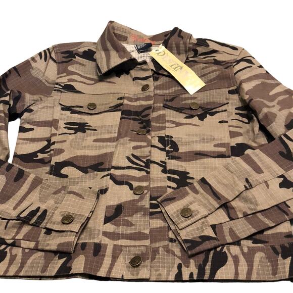 Destiny Jeans Brown Camouflage Jacket Size Small Y2K Gorpcore - Picture 4 of 7